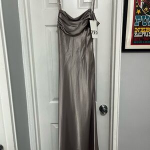 Zara | Dresses | Zara Drop Waist Gray Dress With Decorative Zipper |  Poshmark